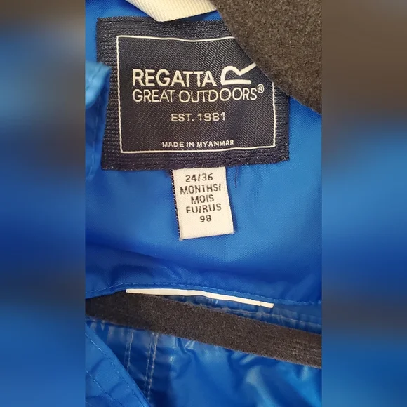 Blue Kids' Rain Suit Regatta Kids Puddle IIII Suit Oxford Blue 24-36 months - Picture 6 of 6